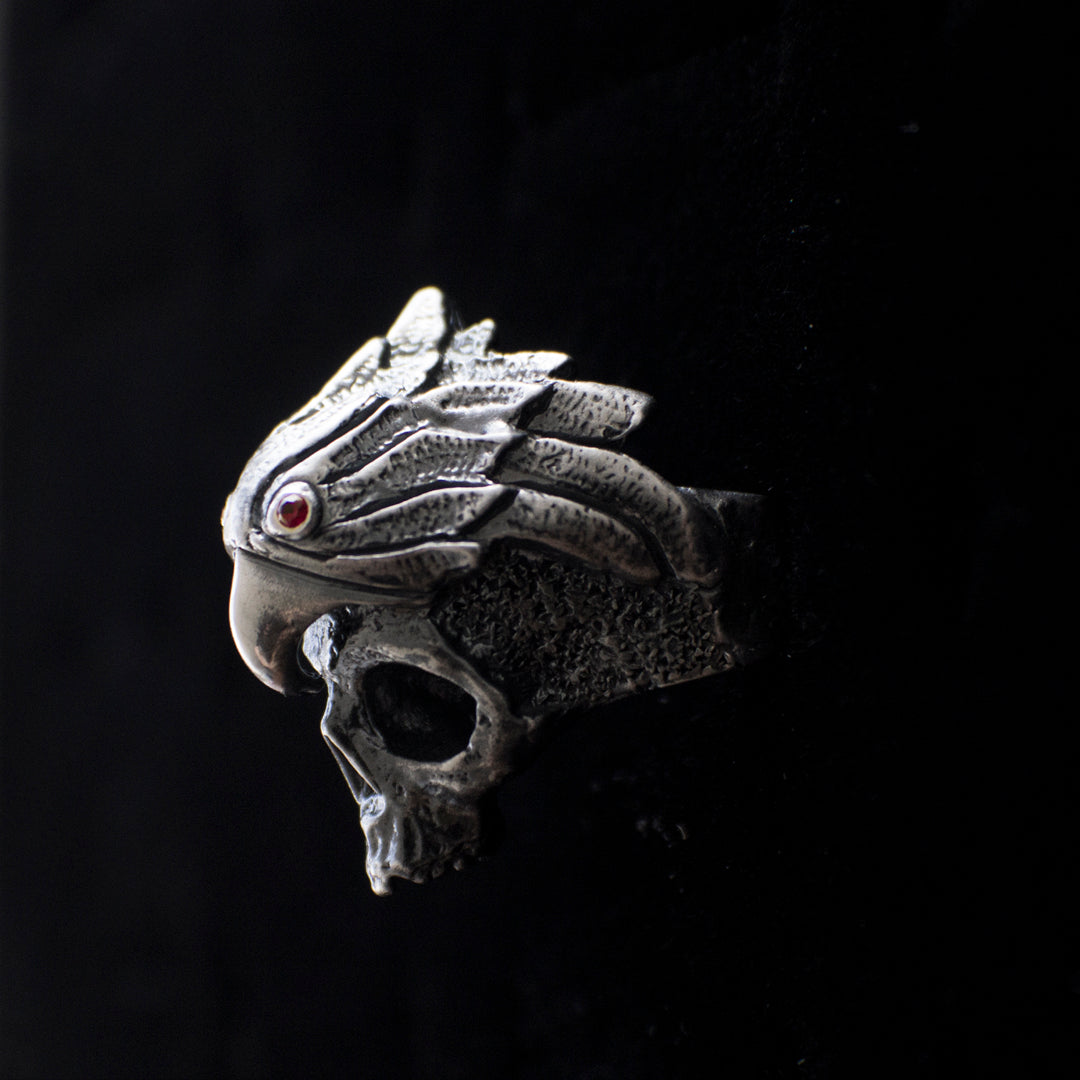 Anillo Calavera y ave