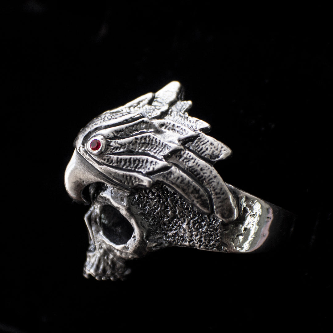 Anillo Calavera y ave